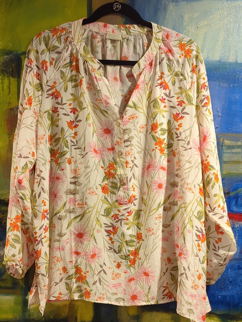 Spartina 449 Silk Floral Tunic Blouse Size XXL